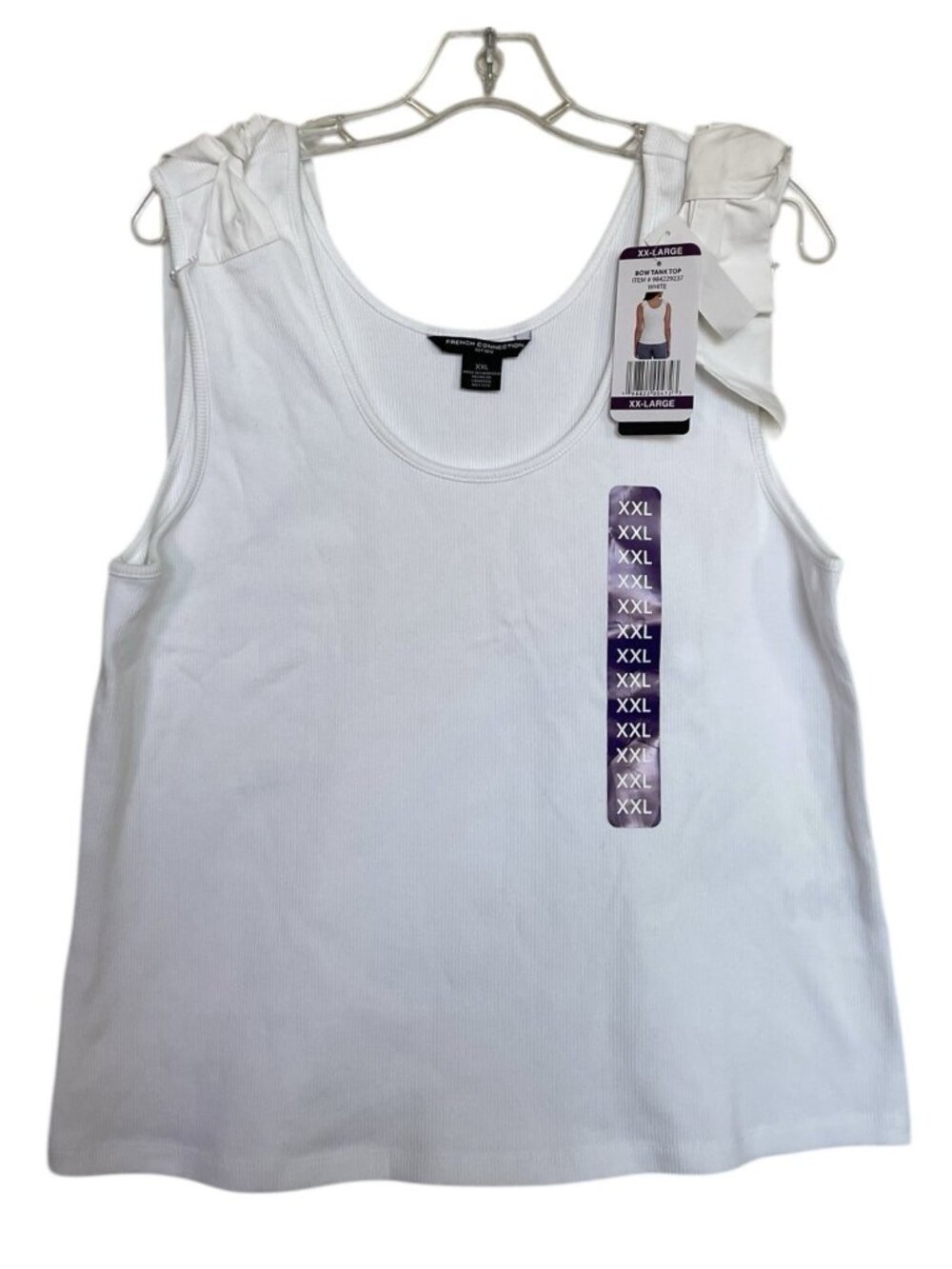 French Connection Tank Top Women's Size XXL Cotton Blend Bow Tank Top White